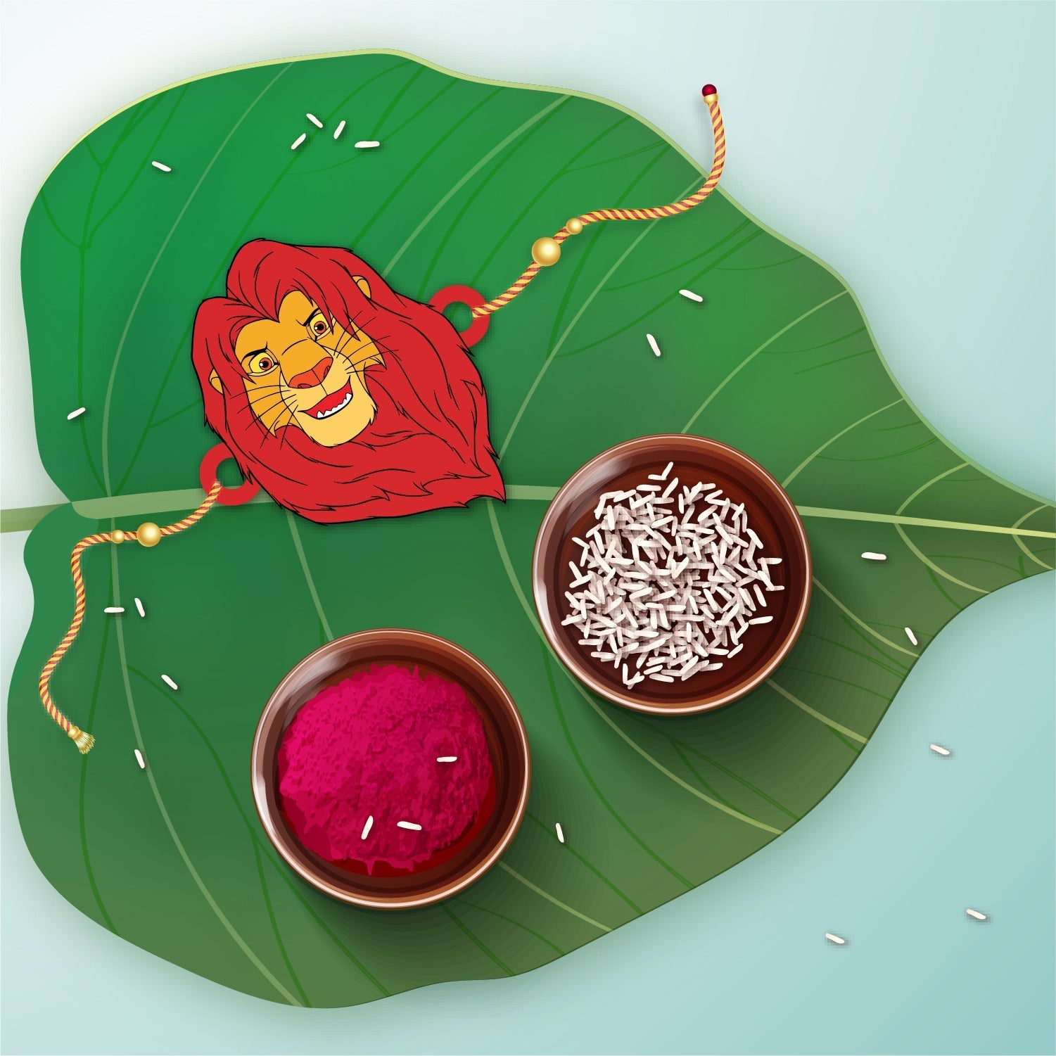 Indianvibez Mufasa Wooden Rakhi with Rudraksha, Lion King Rakhi for Brother, Shop India - Kids Rakhi - Swadesiicart