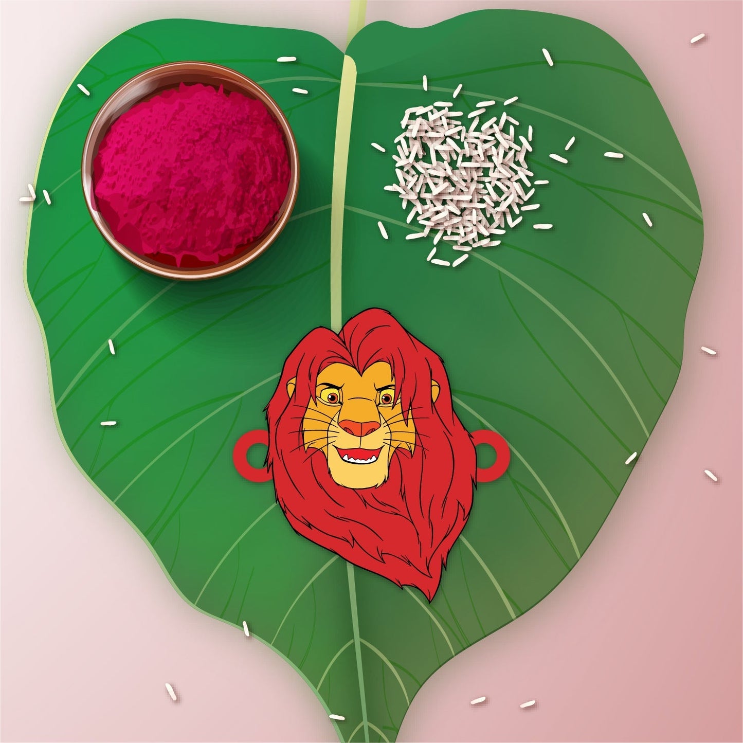Indianvibez Mufasa Wooden Rakhi with Rudraksha, Lion King Rakhi for Brother, Shop India - Kids Rakhi - Swadesiicart