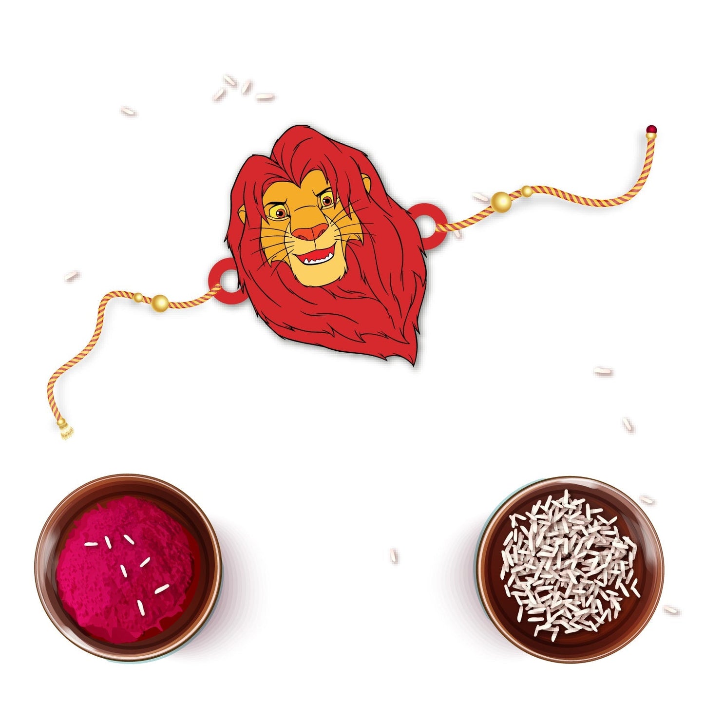 Indianvibez Mufasa Wooden Rakhi with Rudraksha, Lion King Rakhi for Brother, Shop India - Kids Rakhi - Swadesiicart