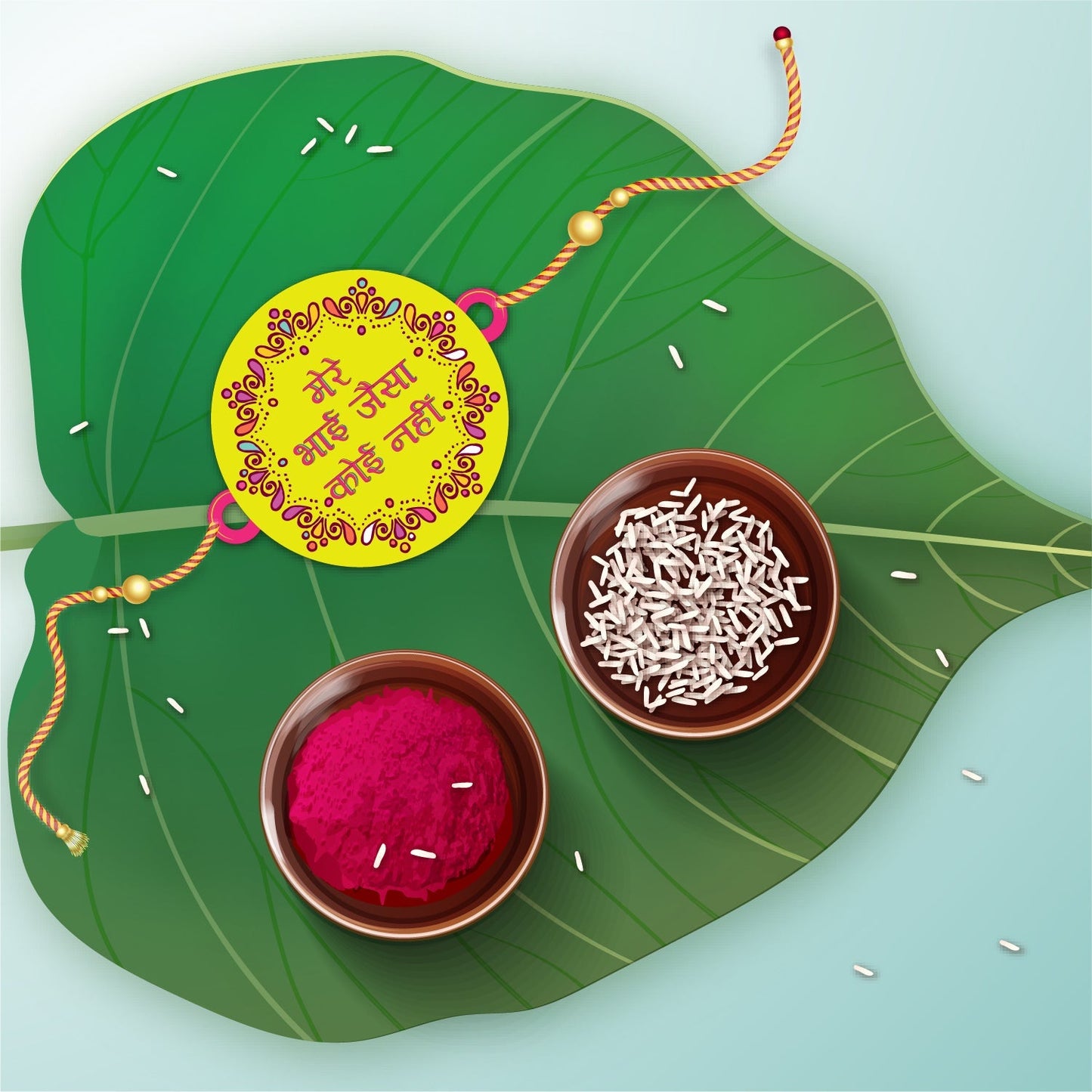 Indianvibez Mere Bhai Jaisa Koi Nahi Rakhi, Rakhi with Rudraksha Thread - Kids Rakhi - Swadesiicart