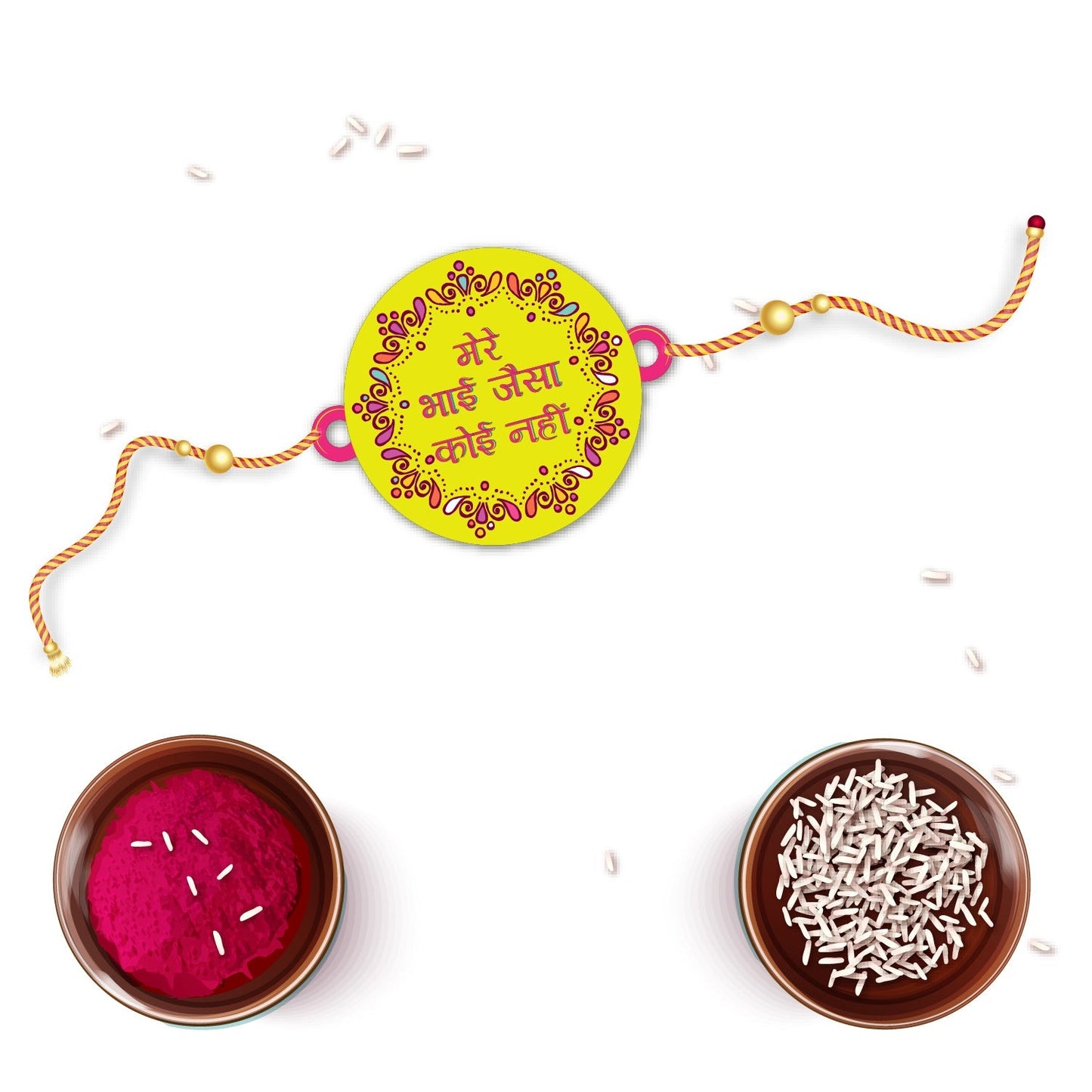 Indianvibez Mere Bhai Jaisa Koi Nahi Rakhi, Rakhi with Rudraksha Thread - Kids Rakhi - Swadesiicart