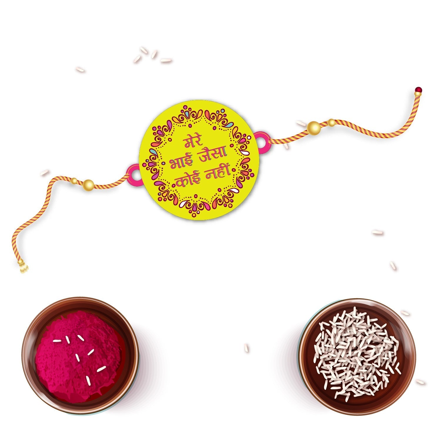 Indianvibez Mere Bhai Jaisa Koi Nahi Rakhi, Rakhi with Rudraksha Thread - Kids Rakhi - Swadesiicart