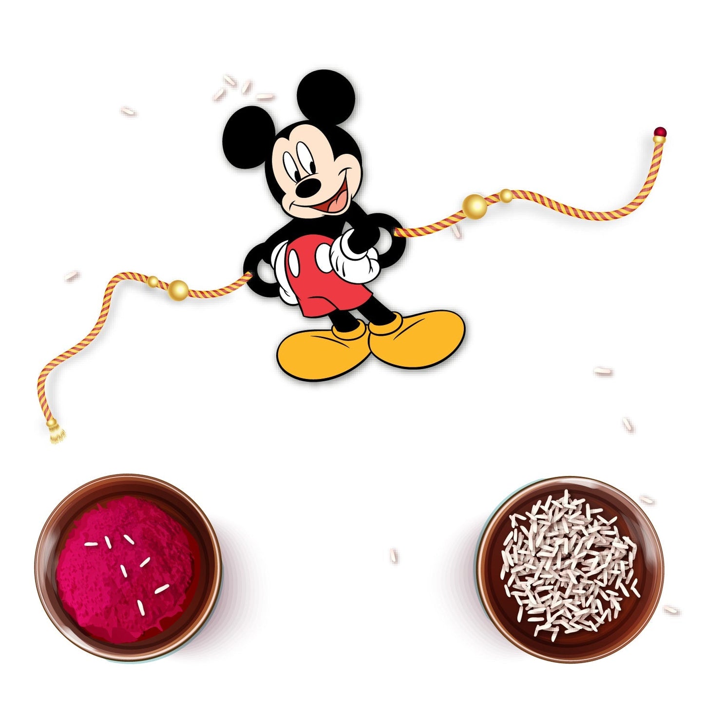 Indianvibez Mickey Wooden Rakhi with Rudraksha, Cartoon Rakhi for Brother, Shop India - Kids Rakhi - Swadesiicart