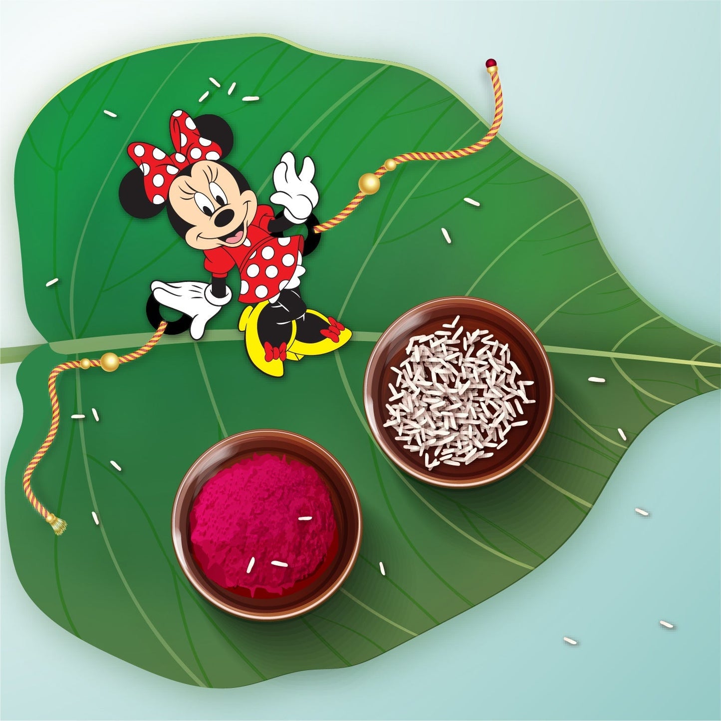 Indianvibez Minnie Wooden Rakhi/Lumba - Kids Rakhi - Swadesiicart