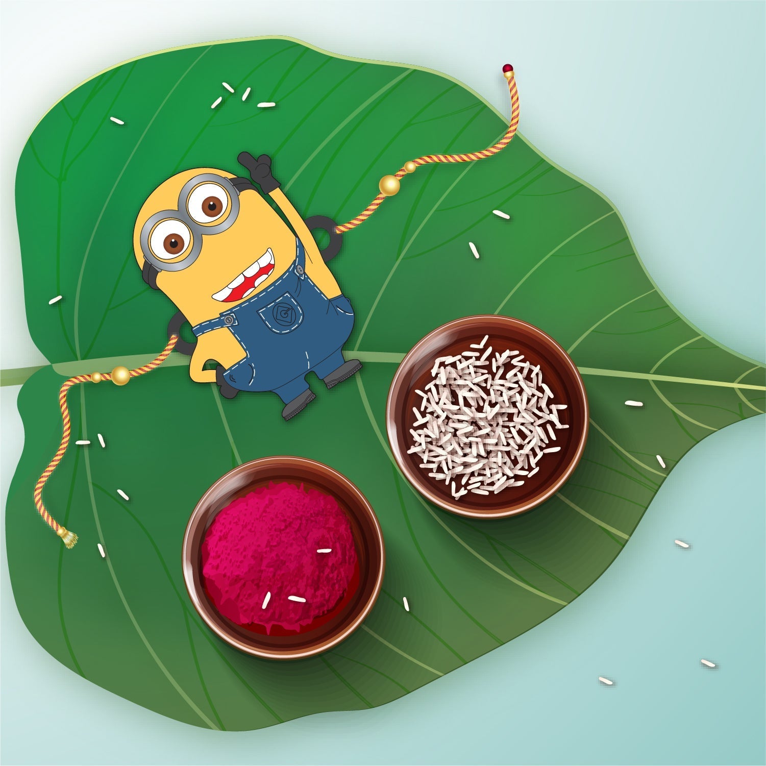 Indianvibez Minion Wooden Rakhi with Rudraksha, Funny Rakhi for Bro, Shop India - Kids Rakhi - Swadesiicart