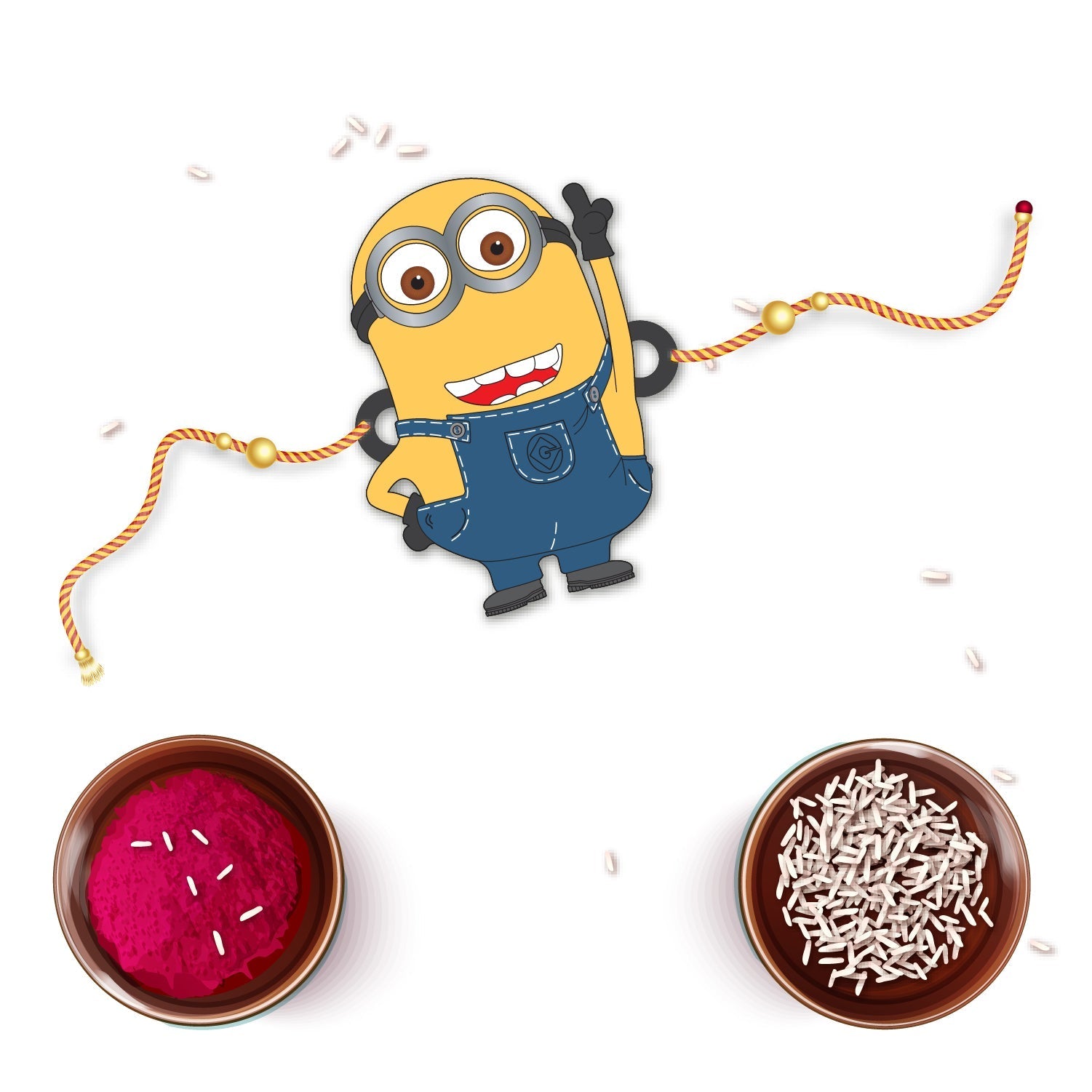 Indianvibez Minion Wooden Rakhi with Rudraksha, Funny Rakhi for Bro, Shop India - Kids Rakhi - Swadesiicart