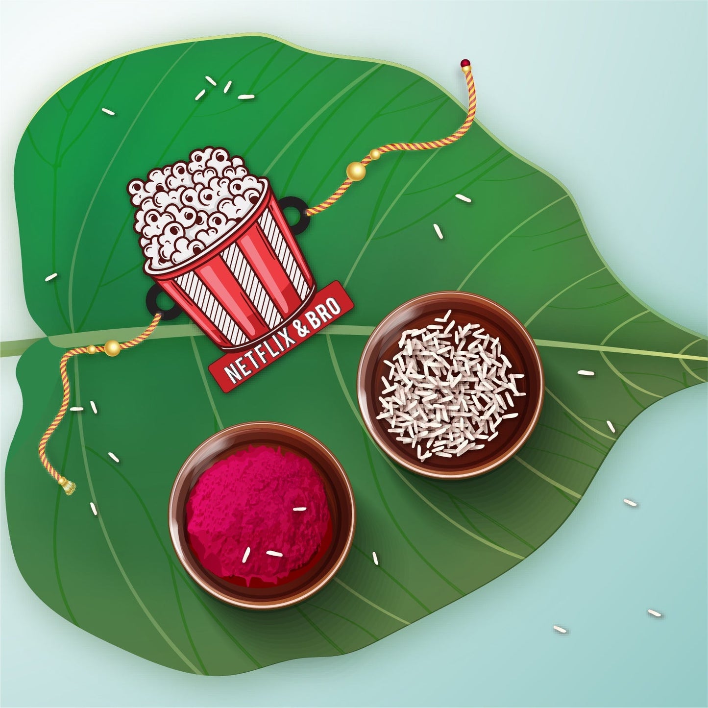 Indianvibez Netflix & Bro Wooden Rakhi with Rudraksha, Chill Bhai Rakhi, Shop India - Kids Rakhi - Swadesiicart
