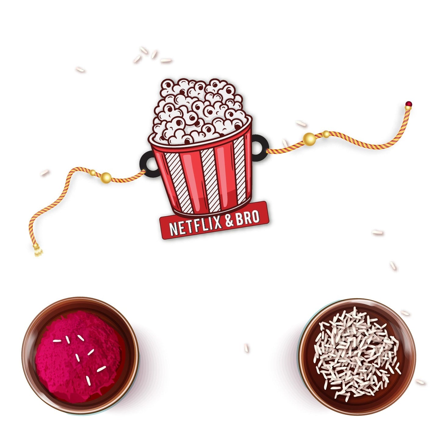Indianvibez Netflix & Bro Wooden Rakhi with Rudraksha, Chill Bhai Rakhi, Shop India - Kids Rakhi - Swadesiicart