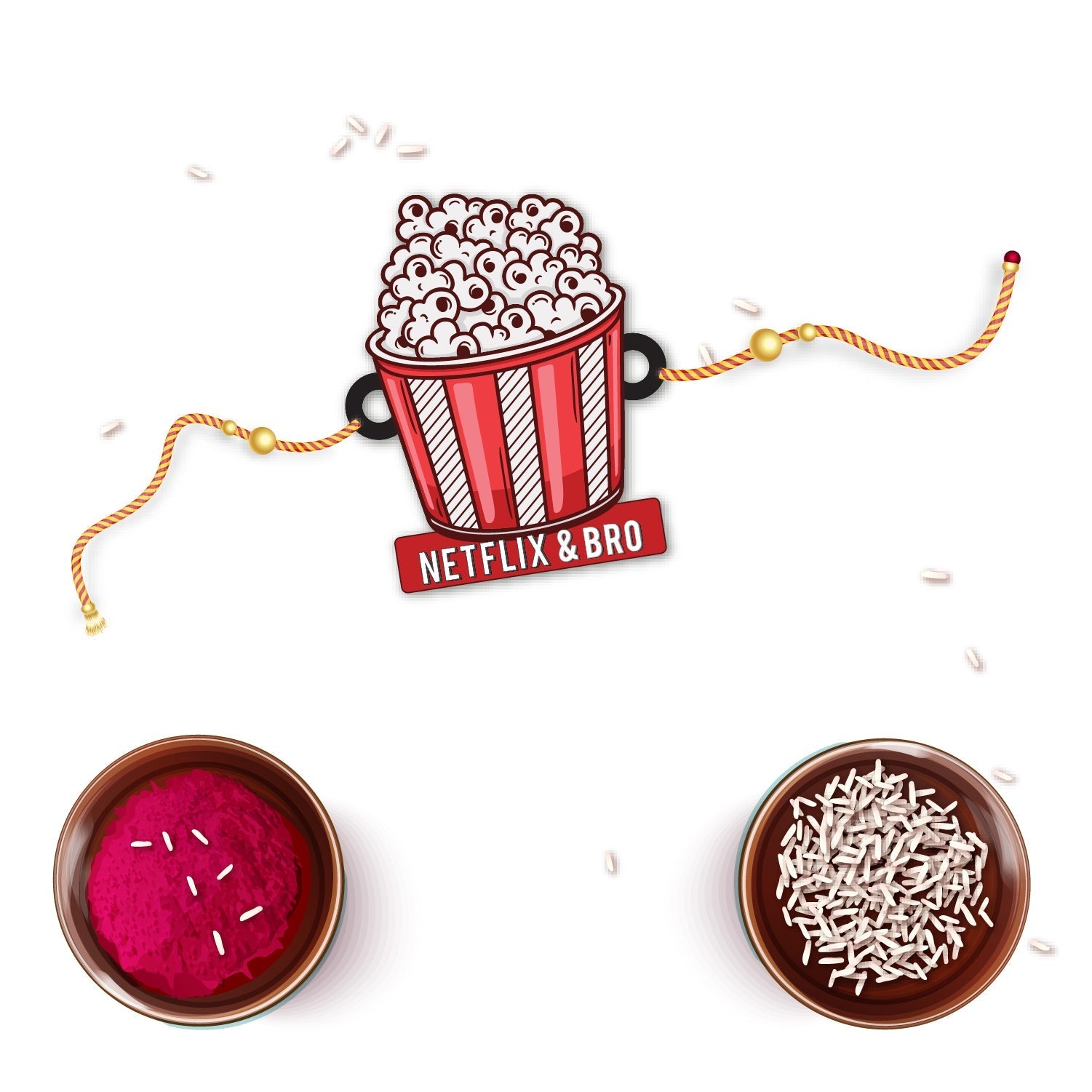 Indianvibez Netflix & Bro Wooden Rakhi with Rudraksha, Chill Bhai Rakhi, Shop India - Kids Rakhi - Swadesiicart