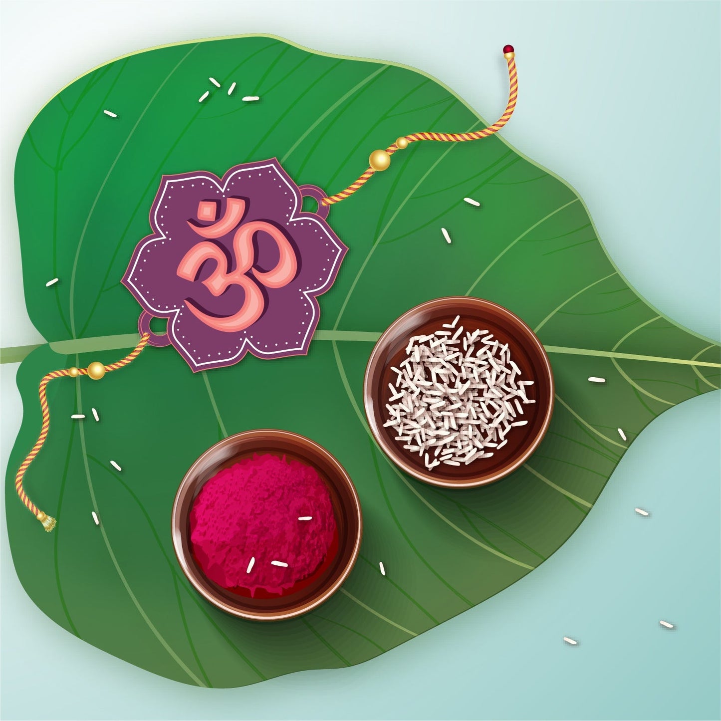 Indianvibez Om Wooden Rakhi with Rudraksha Thread, Rakhi for Brother - Kids Rakhi - Swadesiicart
