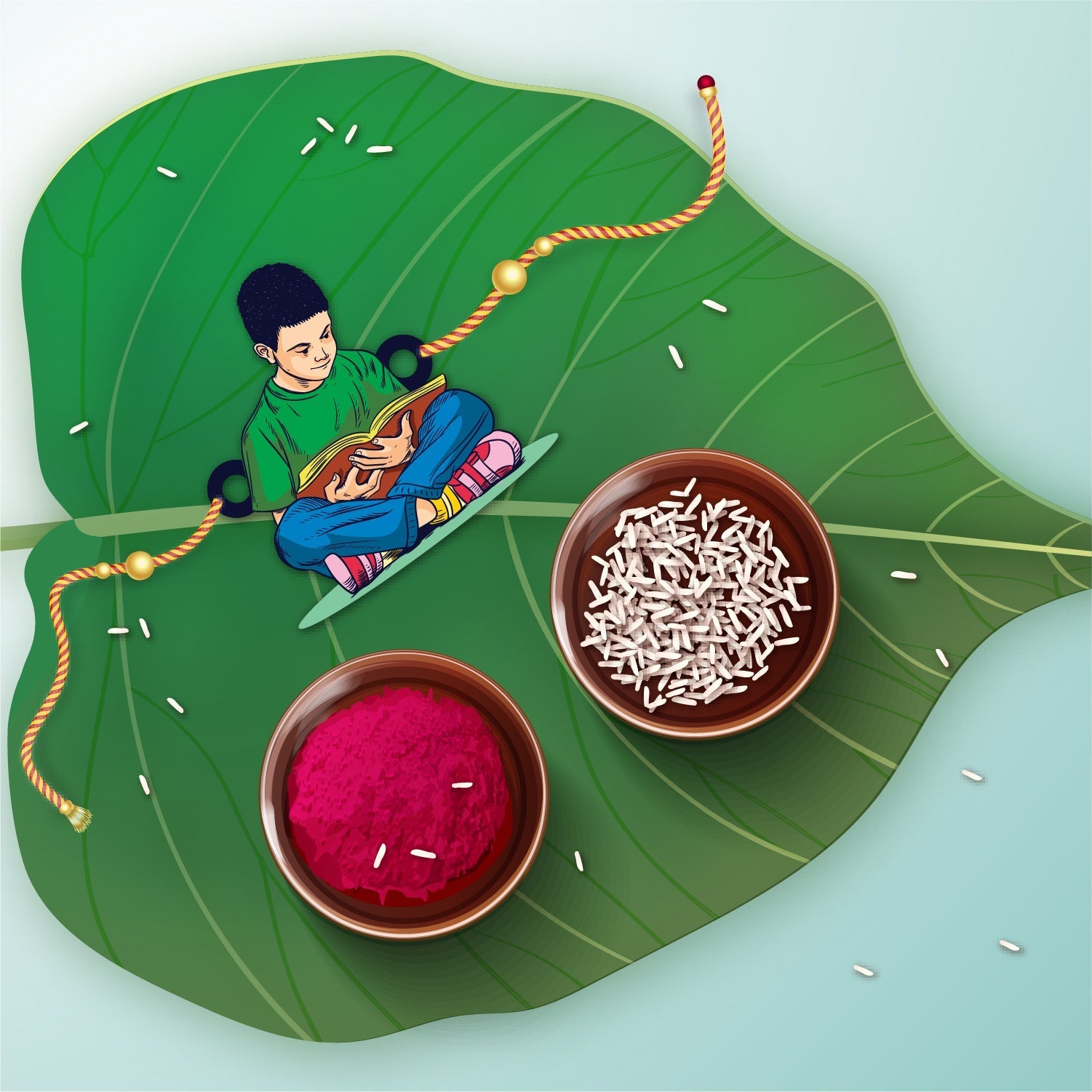 Indianvibez Padhaku Bhai Wooden Rakhi, Rudraksha Rakhi for Brother - Kids Rakhi - Swadesiicart