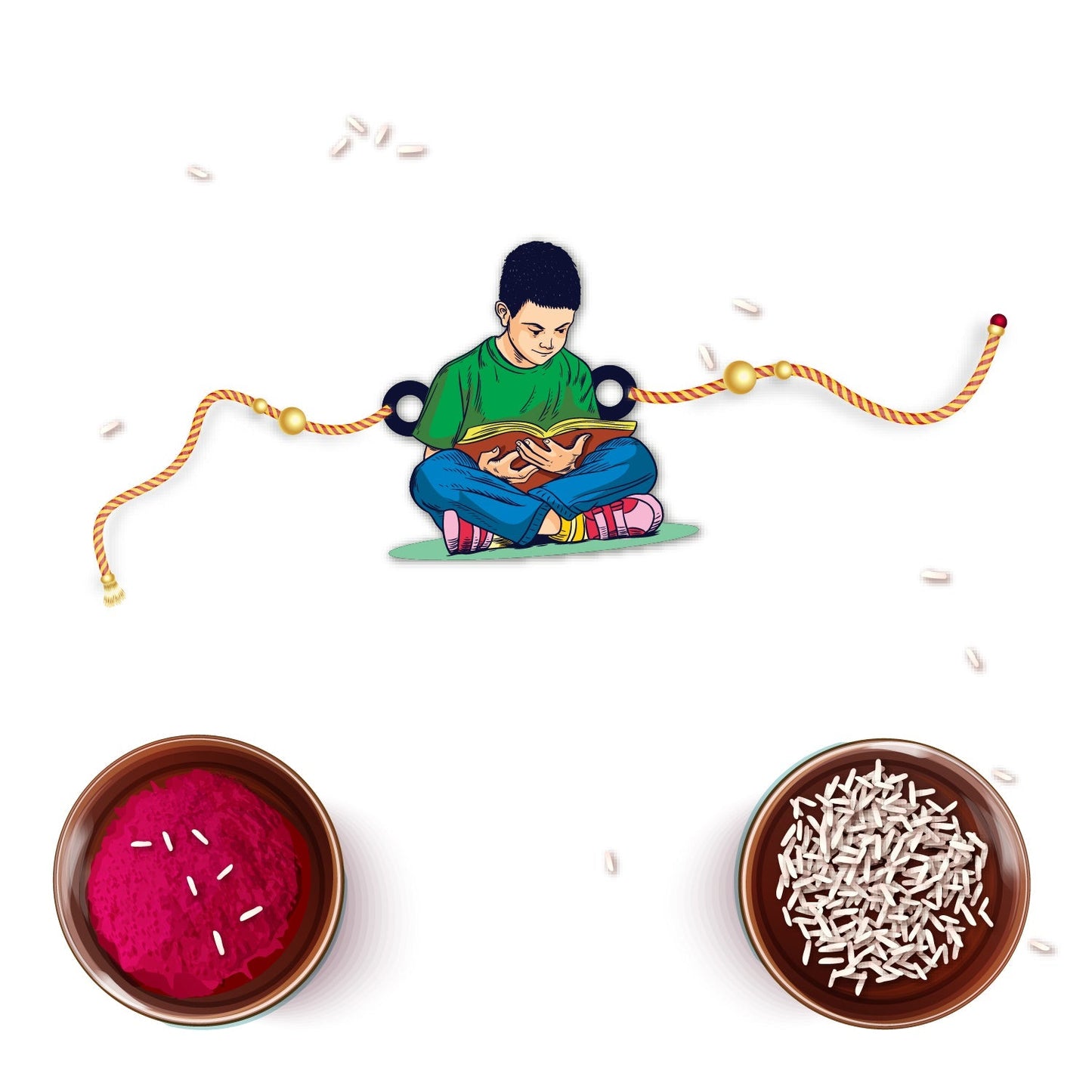 Indianvibez Padhaku Bhai Wooden Rakhi, Rudraksha Rakhi for Brother - Kids Rakhi - Swadesiicart