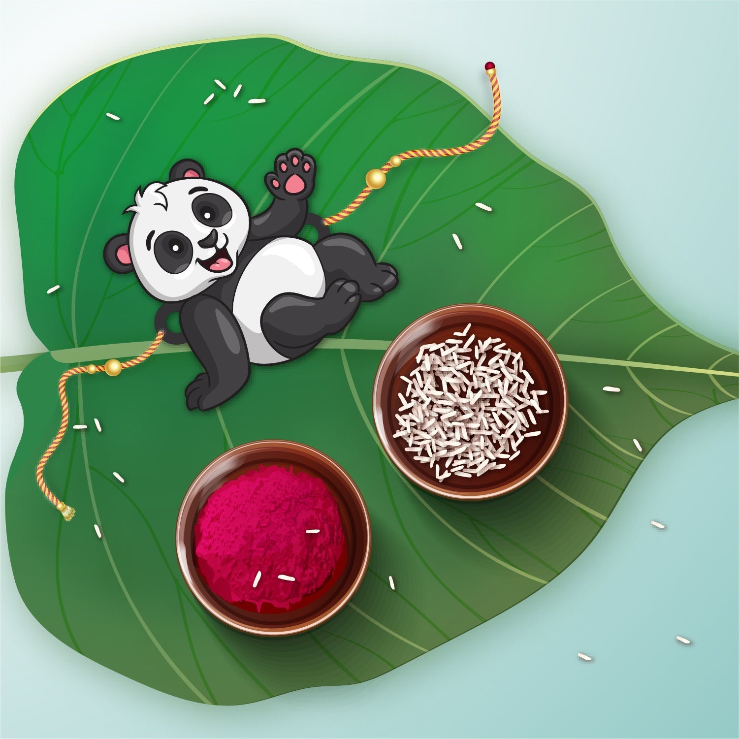 Indianvibez Panda Wooden Rakhi with Rudraksha, Cute Animal Rakhi for Brother, Shop India - Kids Rakhi - Swadesiicart