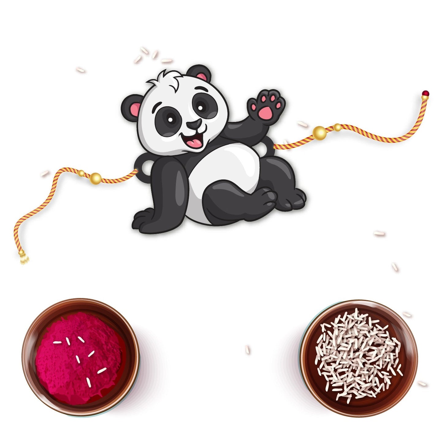 Indianvibez Panda Wooden Rakhi with Rudraksha, Cute Animal Rakhi for Brother, Shop India - Kids Rakhi - Swadesiicart