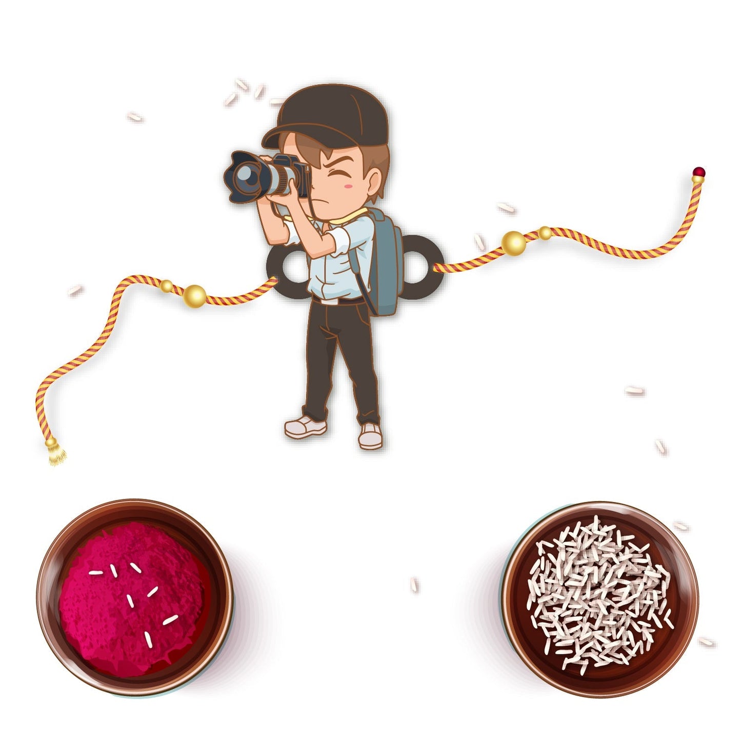Indianvibez Photographer Bhai Wooden Rakhi with Rudraksha, Hobby Rakhi for Brother, Shop India - Kids Rakhi - Swadesiicart