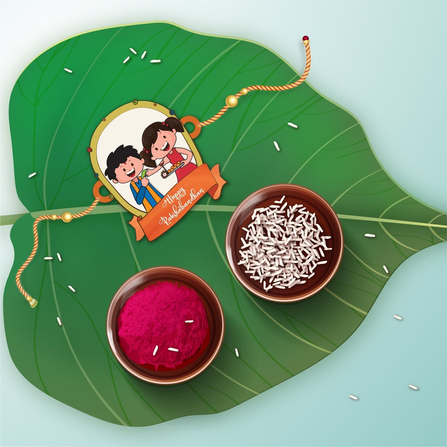Indianvibez Happy Rakshabandhan Wooden Rakhi with Rudraksha, Traditional Rakhi for Brother, Shop India - Kids Rakhi - Swadesiicart