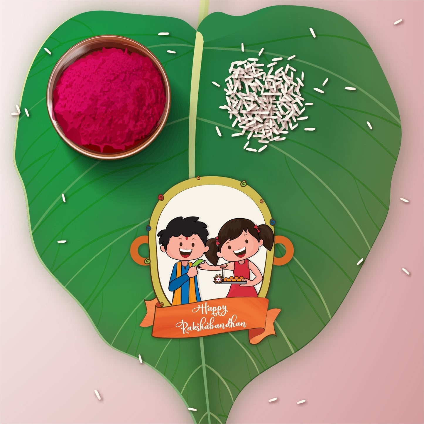 Indianvibez Happy Rakshabandhan Wooden Rakhi with Rudraksha, Traditional Rakhi for Brother, Shop India - Kids Rakhi - Swadesiicart
