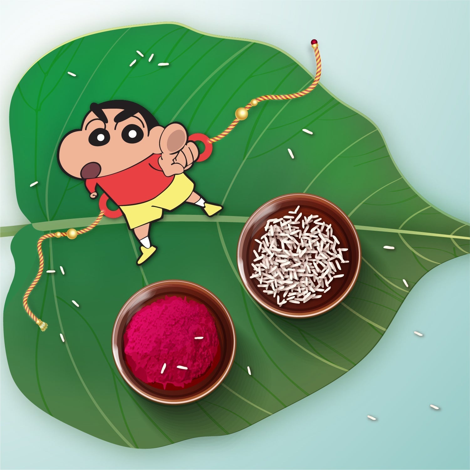 Indianvibez Shinchan Wooden Rakhi with Rudraksha, Funny Rakhi for Brother, Shop India - Kids Rakhi - Swadesiicart