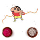 Indianvibez Shinchan Wooden Rakhi with Rudraksha, Funny Rakhi for Brother, Shop India - Kids Rakhi - Swadesiicart
