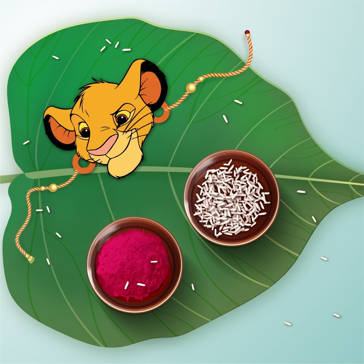 Indianvibez Simba Wooden Rakhi with Rudraksha, Lion King Rakhi for Bro, Shop India - Kids Rakhi - Swadesiicart