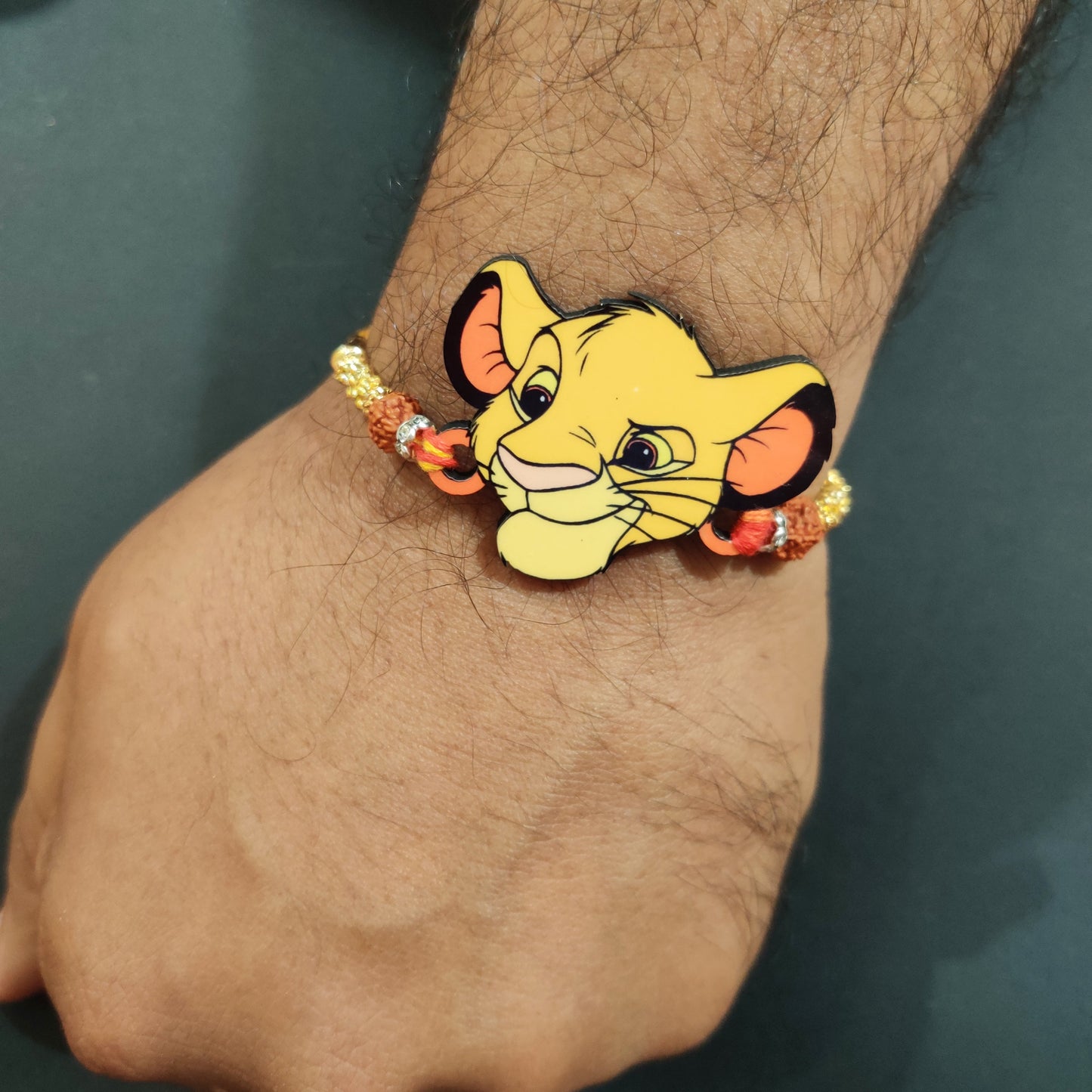 Indianvibez Simba Wooden Rakhi with Rudraksha, Lion King Rakhi for Bro, Shop India - Kids Rakhi - Swadesiicart