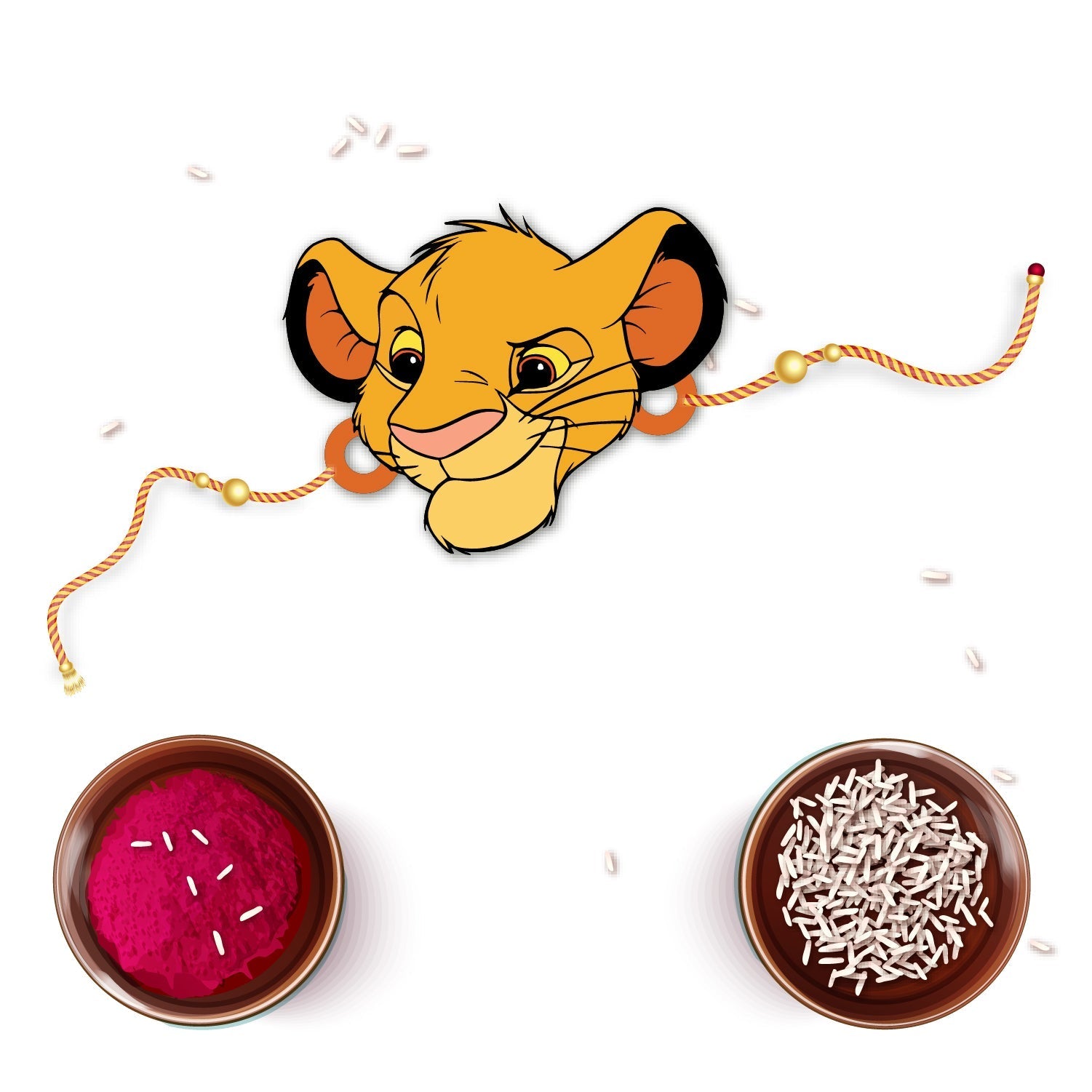 Indianvibez Simba Wooden Rakhi with Rudraksha, Lion King Rakhi for Bro, Shop India - Kids Rakhi - Swadesiicart