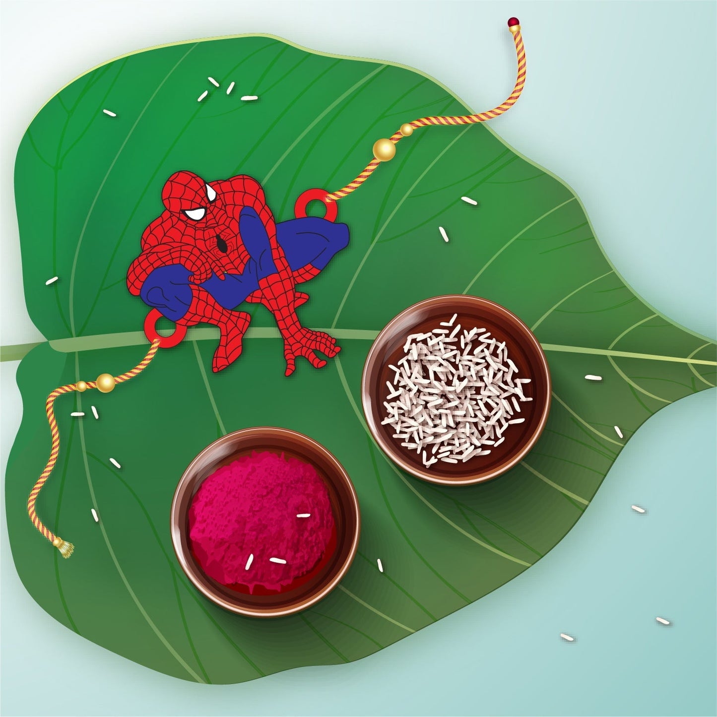 Indianvibez Spiderman Wooden Rakhi with Rudraksha, Superhero Rakhi for Kids & Bro, Shop India - Kids Rakhi - Swadesiicart