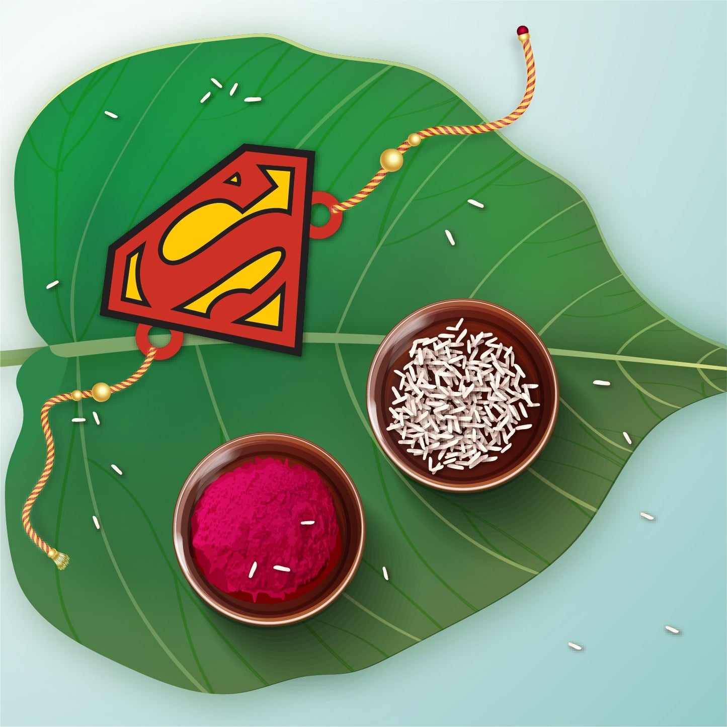Indianvibez Superman Wooden Rakhi with Rudraksha, Superhero Rakhi for Brother, Shop India - Kids Rakhi - Swadesiicart