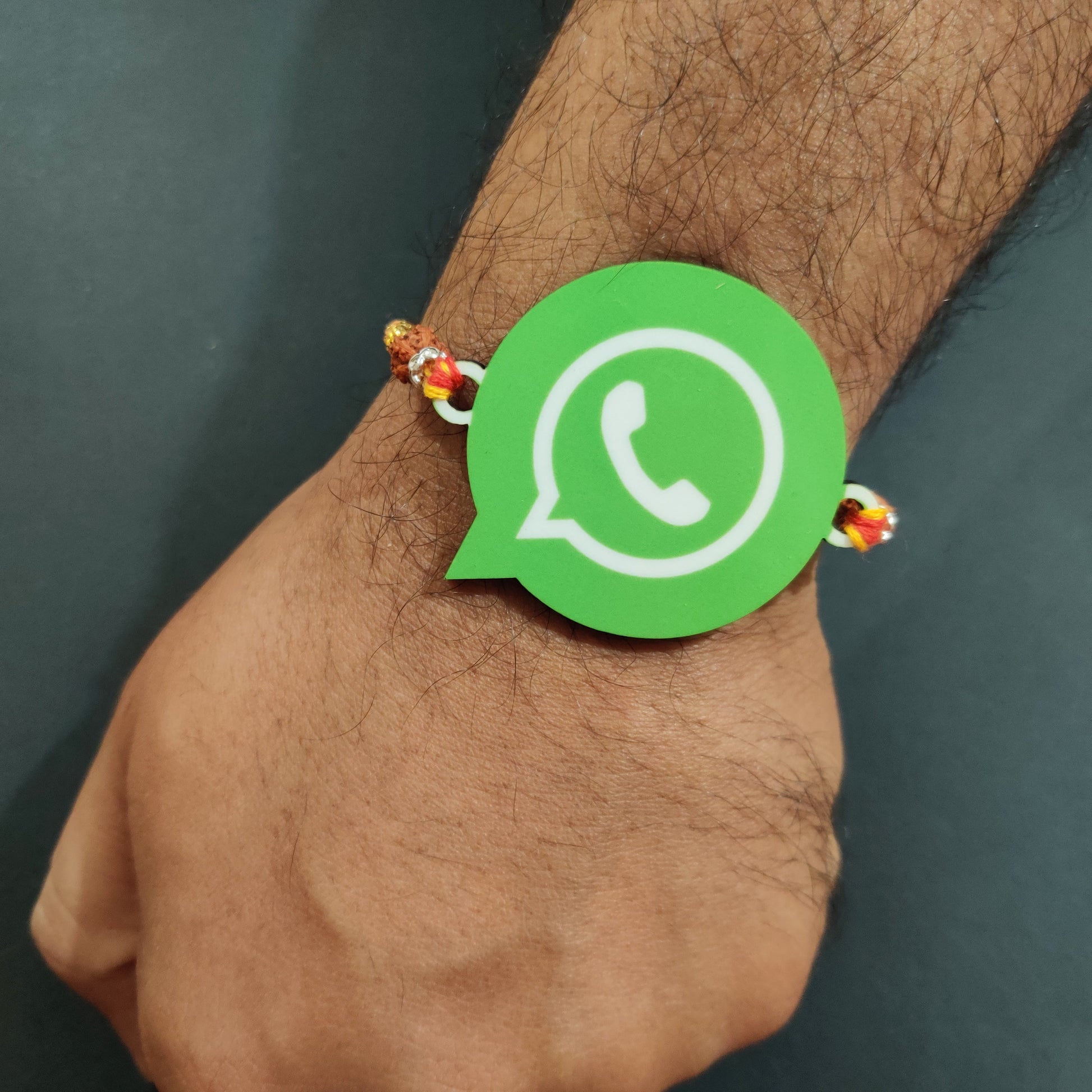 Indianvibez Whatsapp Chat Wala Bhai Wooden Rakhi with Rudraksha, Trendy Rakhi for Bro, Shop India - Kids Rakhi - Swadesiicart