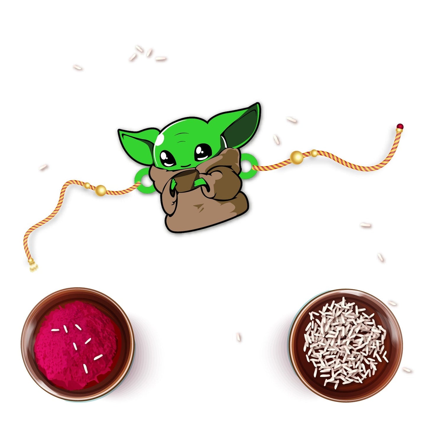 Indianvibez Yoda Wooden Rakhi with Rudraksha, Star Wars Rakhi for Bro, Shop India - Kids Rakhi - Swadesiicart
