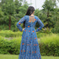 Lorenvalley Rama Faux Georgette Bandhani Print Work With Kutchi Patch Work Gown | Swadesiicart