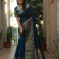 Lorenvalley Premium Pure Handmade Bandhej Kanjivaram silk saree with Zari Weaving Rich Pallu saree - Rama - Swadesiicart