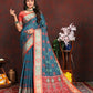 Lorenvalley Fashion Rama Patola Silk Woven Design with Zari Meenakari Weaving motifs Pallu Saree - Swadesiicart