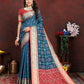 Lorenvalley Fashion Rama Patola Silk Woven Design with Zari Meenakari Weaving motifs Pallu Saree - Swadesiicart