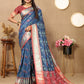 Lorenvalley Fashion Rama Patola Silk Woven Design with Zari Meenakari Weaving motifs Pallu Saree - Swadesiicart