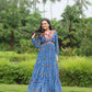 Lorenvalley Rama Faux Georgette Bandhani Print Work With Kutchi Patch Work Gown | Swadesiicart