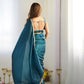 Lorenvalley Ready to wear Crush Tissue Silk Fabric Fancy Border Premium Lace Work Predrapped Saree - Swadesiicart