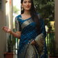 Lorenvalley Premium Pure Handmade Bandhej Kanjivaram silk saree with Zari Weaving Rich Pallu saree - Rama - Swadesiicart
