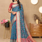 Lorenvalley Fashion Rama Patola Silk Woven Design with Zari Meenakari Weaving motifs Pallu Saree - Swadesiicart