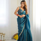 Lorenvalley Ready to wear Crush Tissue Silk Fabric Fancy Border Premium Lace Work Predrapped Saree - Swadesiicart
