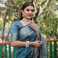 Lorenvalley Premium Bandhej Patola Silk Sarees with kanchi Borders and Contrast Zari Weaving borders Saree - Rama - Swadesiicart