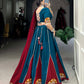 Lorenvalley Pure Cotton Rama Plain And Gamthi Patch Work With Gota Patti Lehenga Choli with Dupatta | Swadesiicart