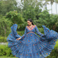 Lorenvalley Rama Faux Georgette Bandhani Print Work With Kutchi Patch Work Gown | Swadesiicart