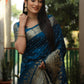 Lorenvalley Premium Pure Handmade Bandhej Kanjivaram silk saree with Zari Weaving Rich Pallu saree - Rama - Swadesiicart