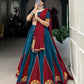 Lorenvalley Rama Pure Cotton Plain And Gamthi Patch Work With Gota Patti Lehenga Choli with Dupatta | Swadesiicart