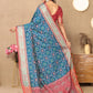 Lorenvalley Fashion Rama Patola Silk Woven Design with Zari Meenakari Weaving motifs Pallu Saree - Swadesiicart