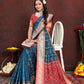 Lorenvalley Fashion Rama Patola Silk Woven Design with Zari Meenakari Weaving motifs Pallu Saree - Swadesiicart