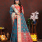 Lorenvalley Fashion Rama Patola Silk Woven Design with Zari Meenakari Weaving motifs Pallu Saree - Swadesiicart