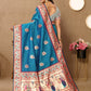 Lorenvalley Fashion Rama Soft Paithani Silk Woven Design Rich Meenakari Zari Weaving Pallu Saree - Swadesiicart