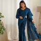Lorenvalley Ready to wear Jimmy Choo Organza Fabric Border Lace Work Predrapped Saree - Swadesiicart